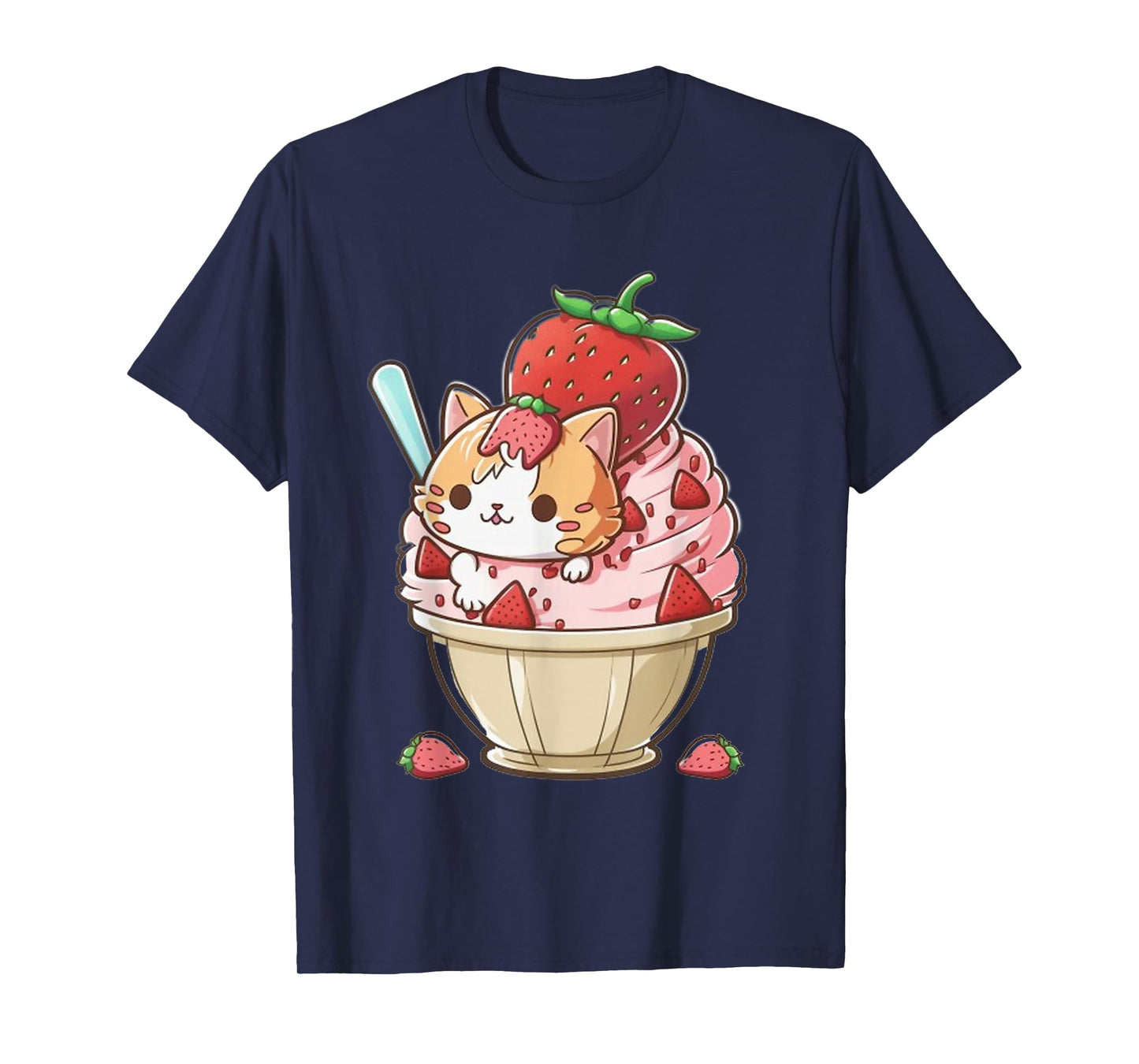 Strawberry Ice Cream Sundae Kitten Gelato Berry Cat Sorbet T-Shirt