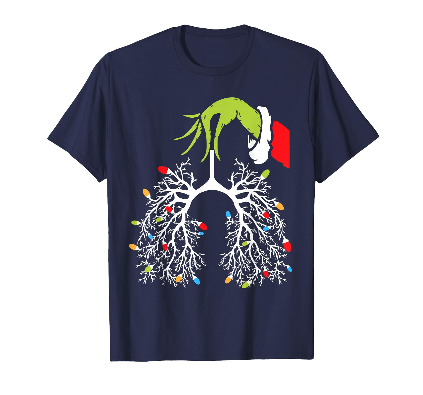 Christmas Nurse Lung Xmas Lights Funny Pulmonologist Xmas T-Shirt