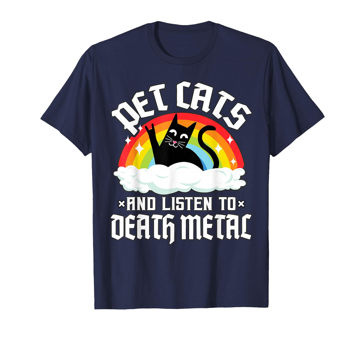 Rainbow Satan Goth Pet Cats and Listen to Death Metal Cat T-Shirt