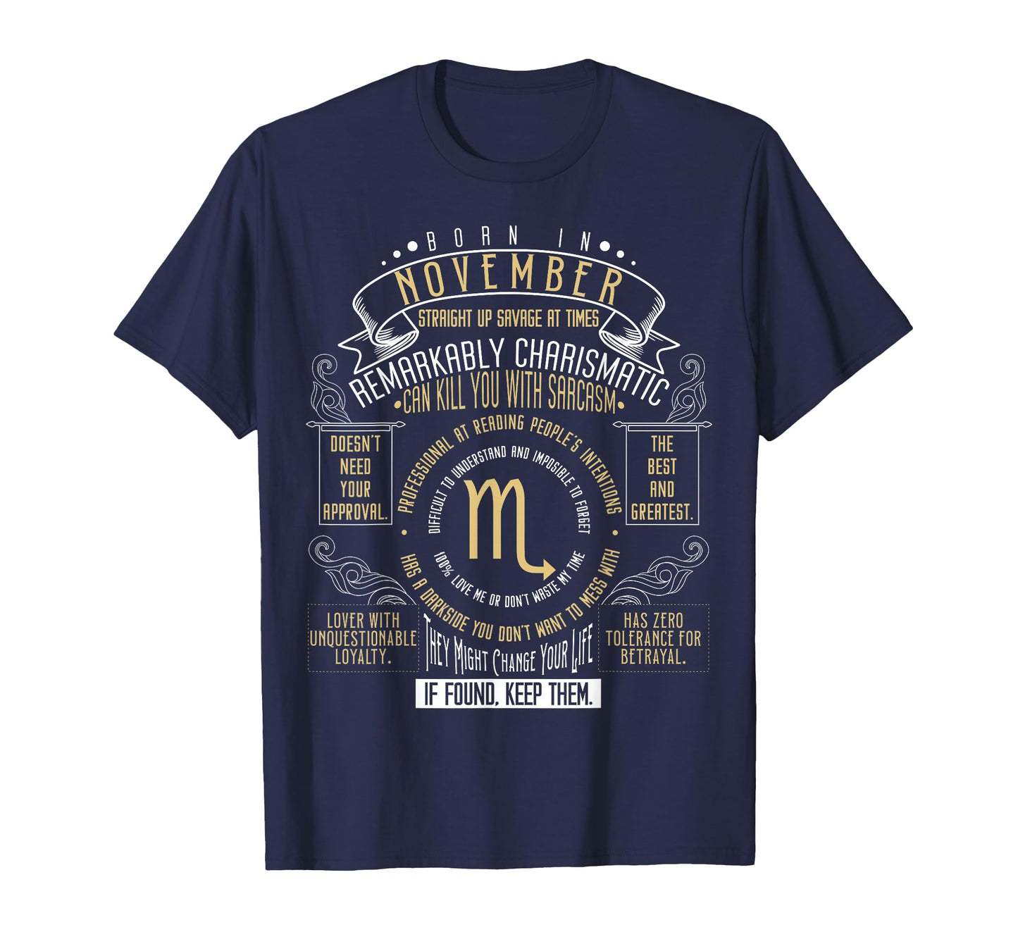 Born In November Scorpio Zodiac Birthday Horoscope Astrology T-Shirt