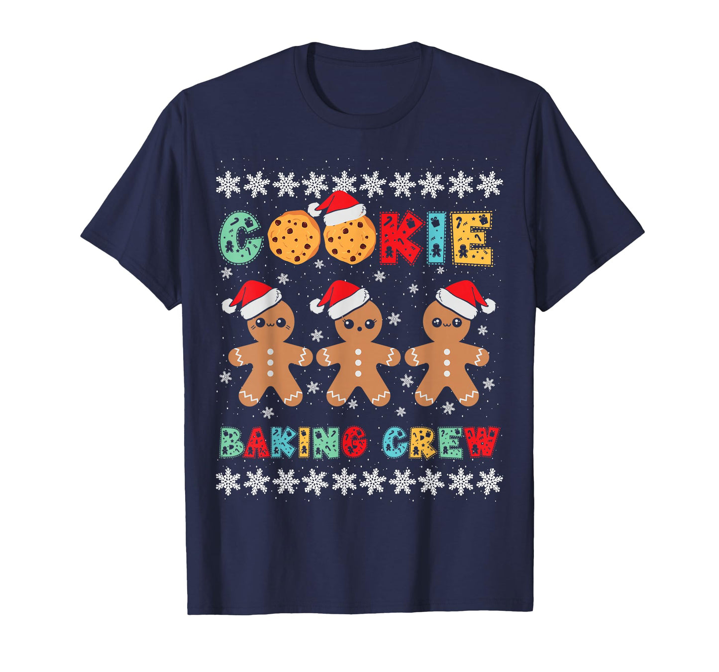 Cookie Baking Crew Gingerbread Men with Xmas Hats T-Shirt