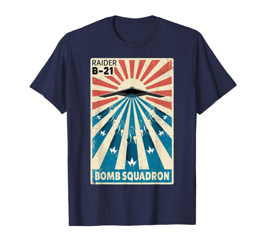 B-21 Raider Stealth Bomber Vintage Bomb Squadron Poster T-Shirt