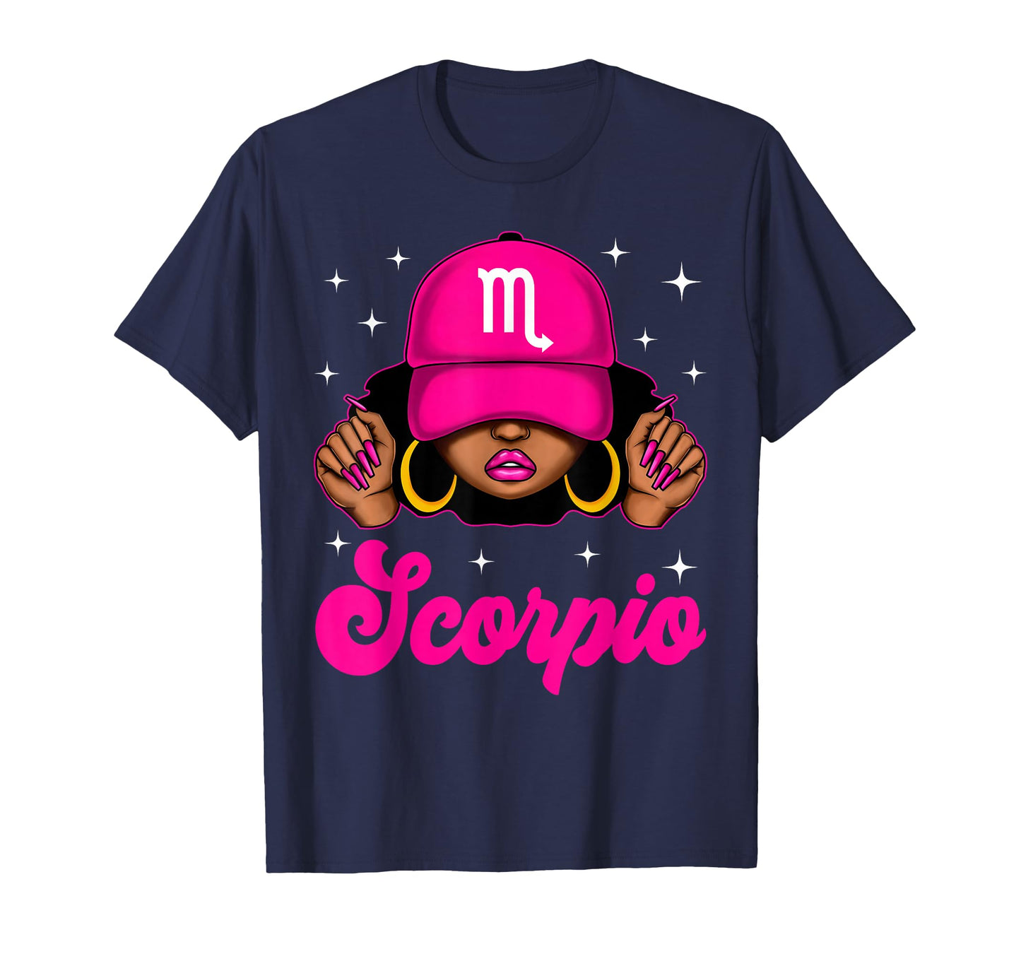 Scorpio Girl Sassy Black Woman with Cap Zodiac Birthday T-Shirt