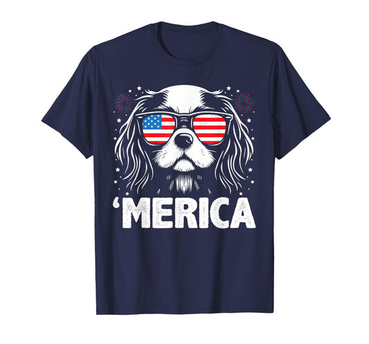 Cavalier King Charles 4th of July Merica Patriotic Dog Tee T-Shirt