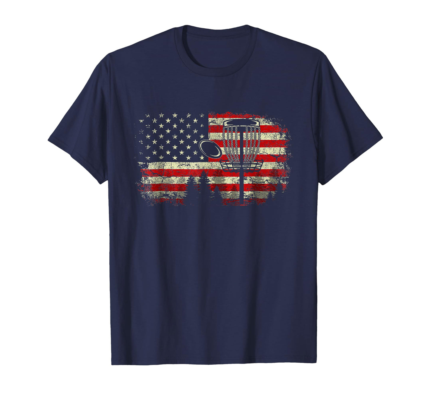 Disc Golf USA Flag Disc Golf American Flag Vintage Disc Golf T-Shirt