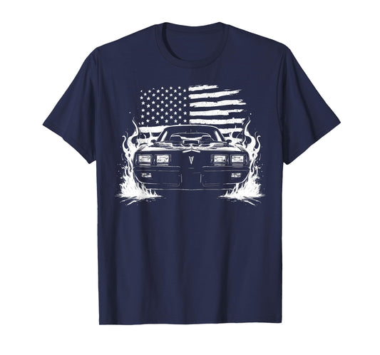 1980's Trans Am Muscle Car Patriotic Flag Flame Trans AM T-Shirt