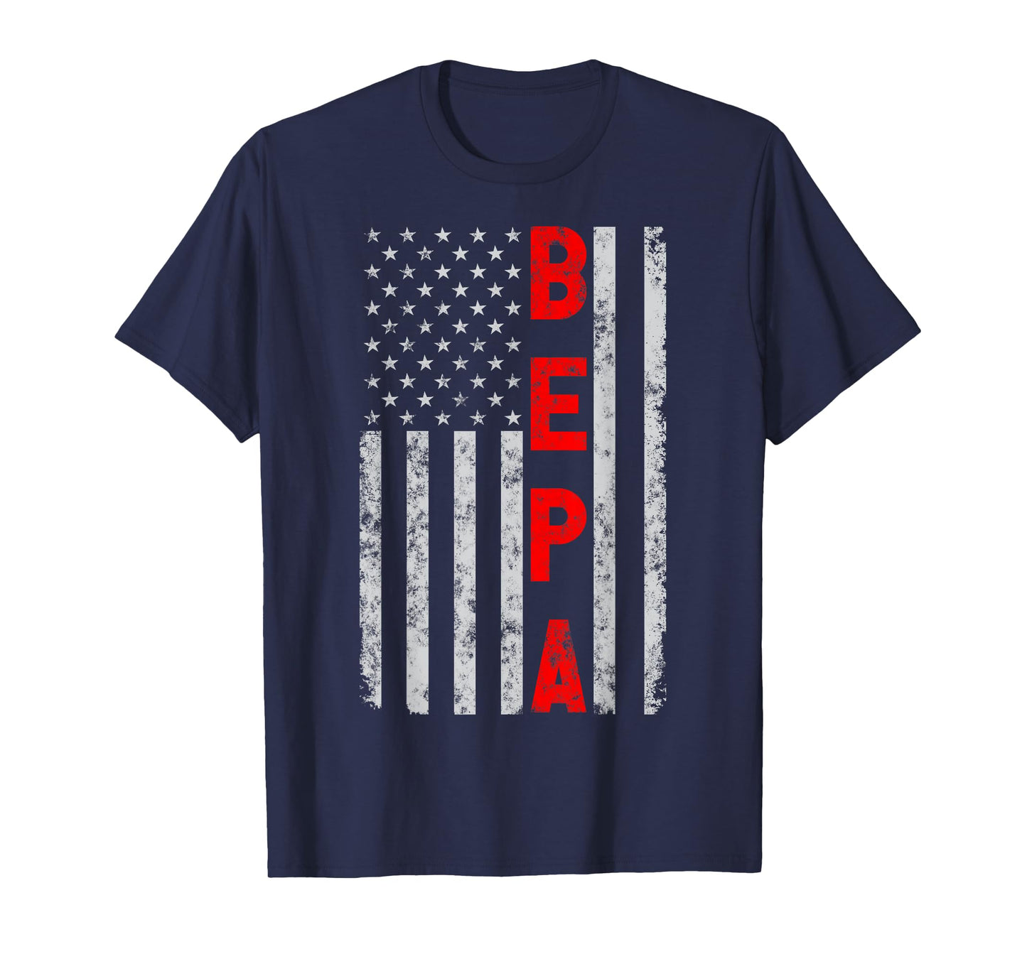 Bepa Vintage Patriotic Fathers Day Distressed American Flag T-Shirt