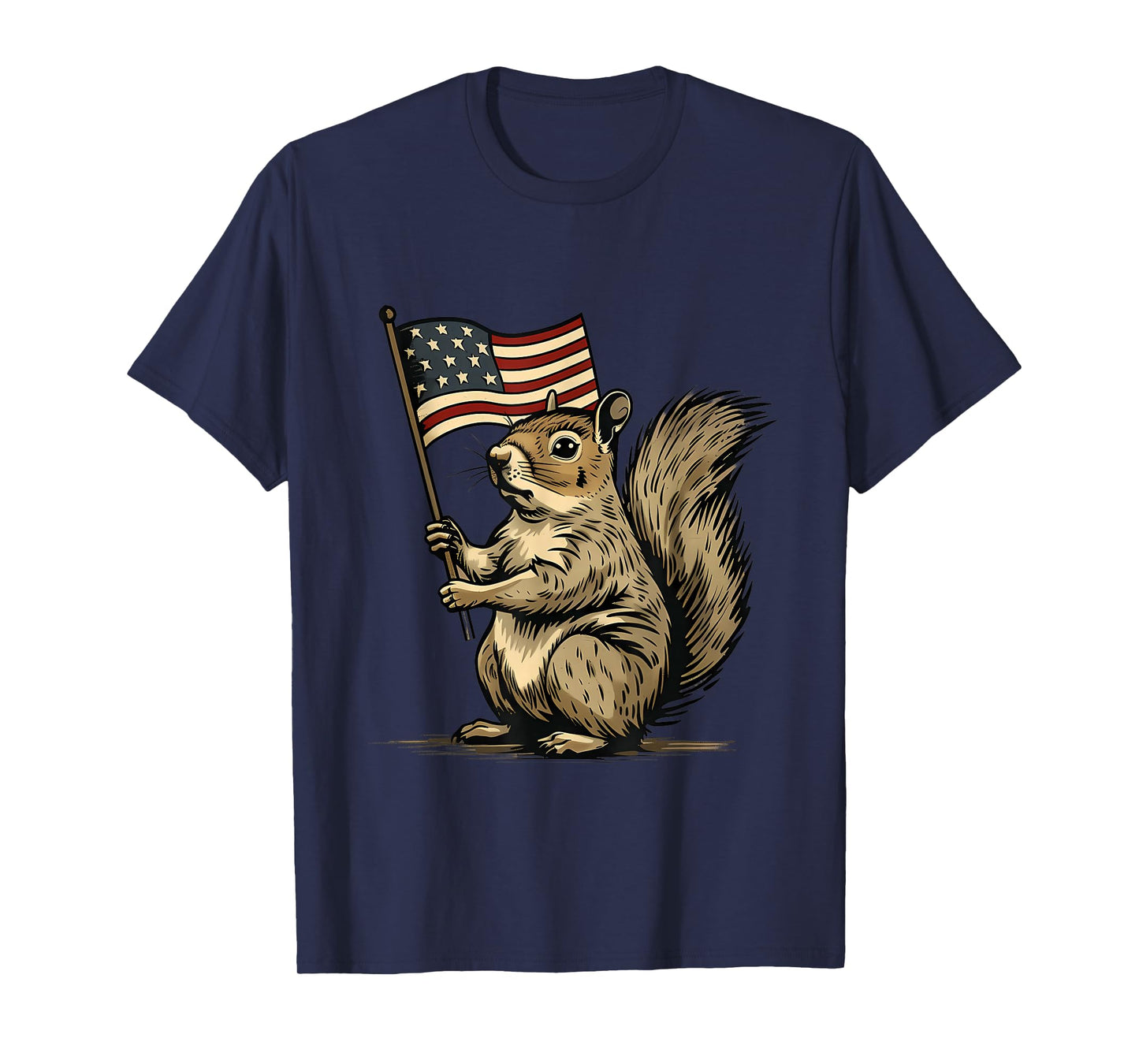 Fourth of July 4th of July Patriotic American Flag Squirrel T-Shirt