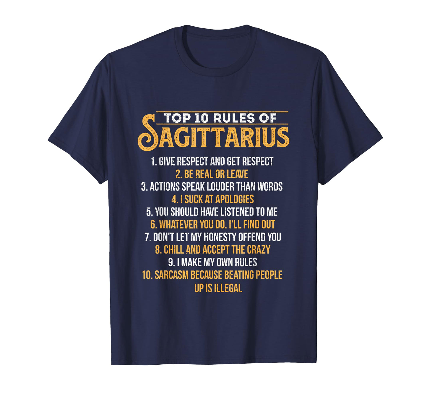Top 10 Rules of Sagittarius - Zodiac Sign Birthday Horoscope T-Shirt