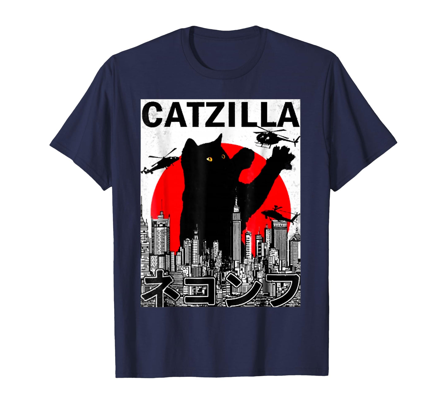 Catzilla Cute Art Japanese Cat Stuff for Cat Lover Mom Dad T-Shirt