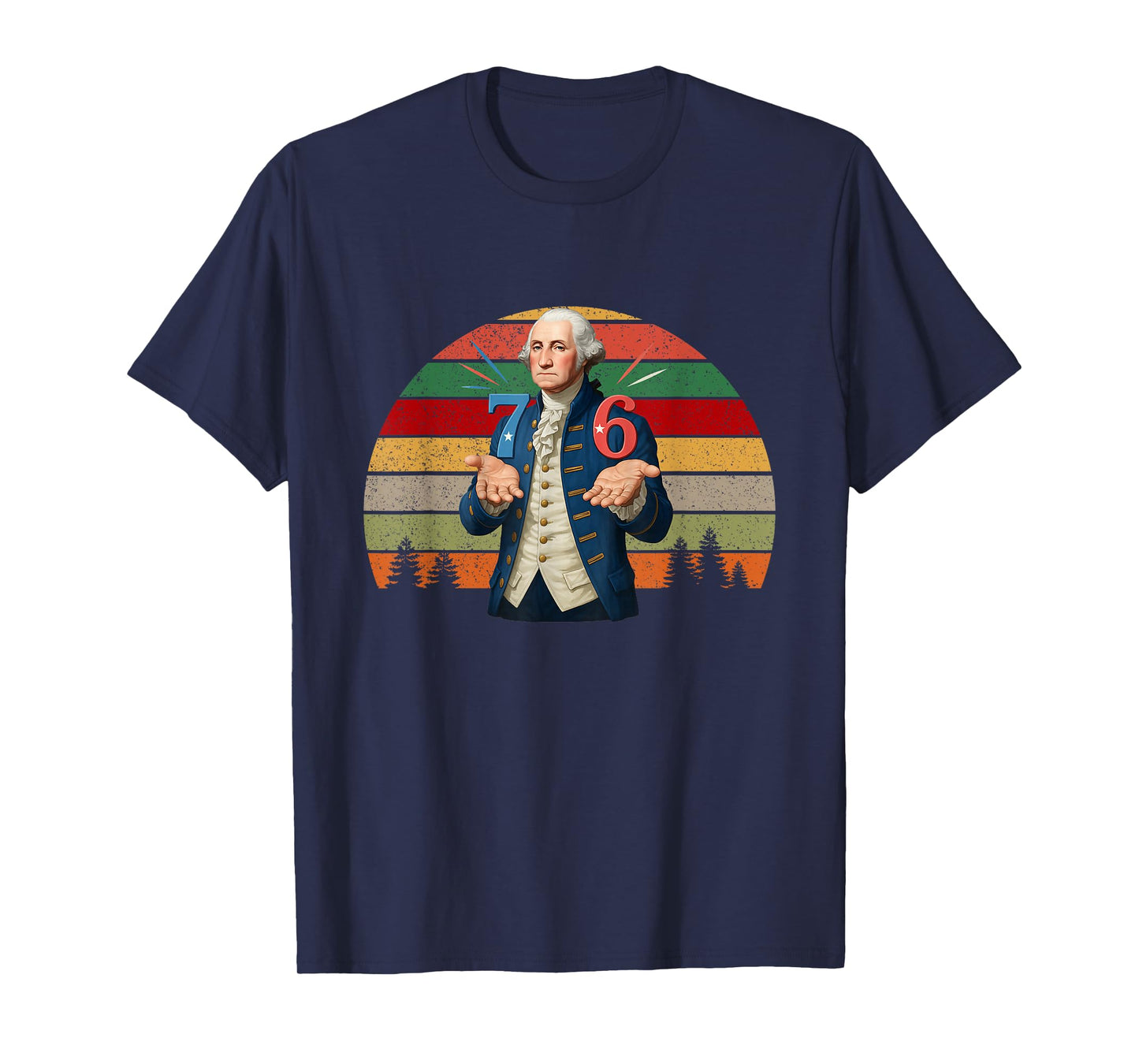 6-7 7-6 George Washington Seven Six Teacher American Retro T-Shirt