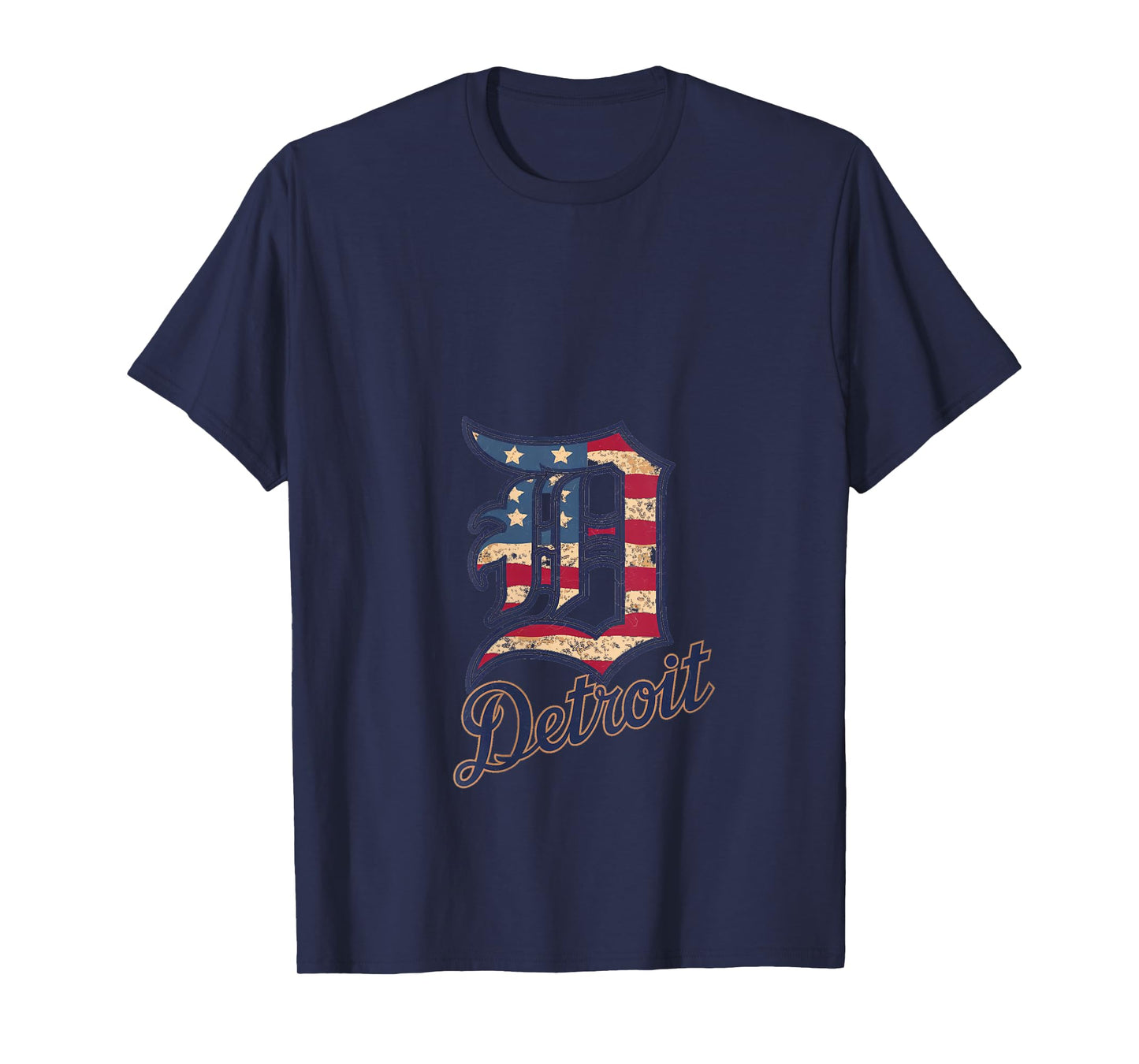 Womens Detroit American Flag Old English D V-Neck T-Shirt