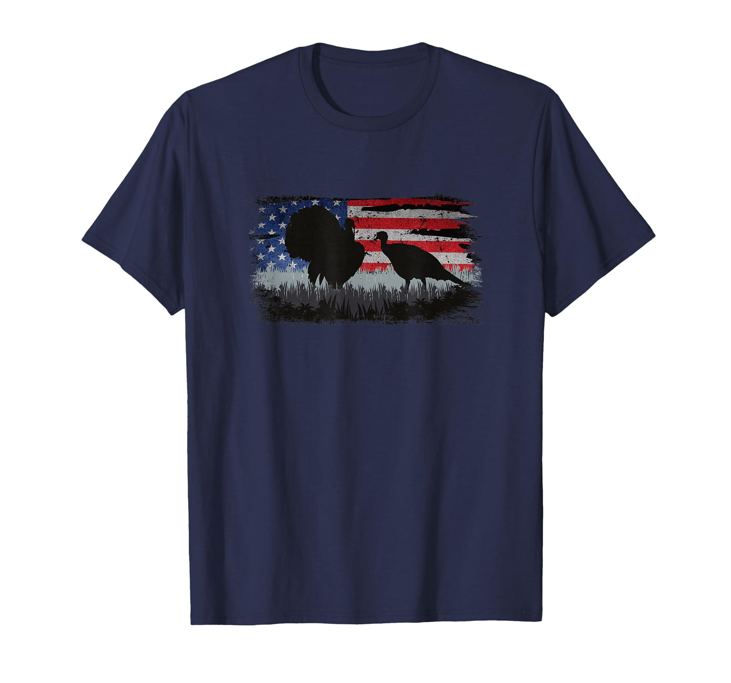 Turkey Hunter - Fun Turkey Hunting Patriotic USA Flag T-Shirt