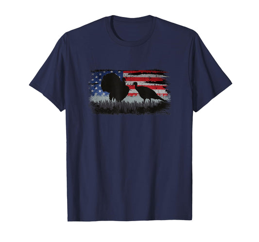 Turkey Hunter - Fun Turkey Hunting Patriotic USA Flag T-Shirt