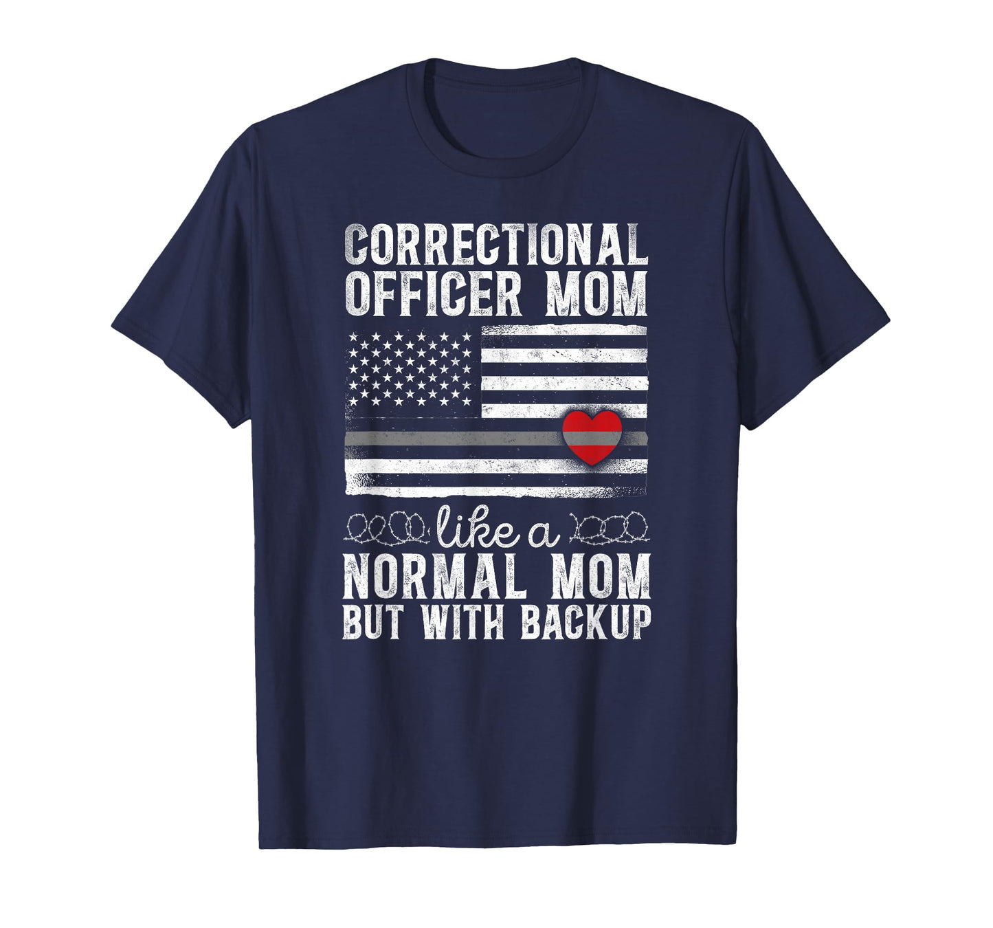 Correctional Officer Mom Mother Heart American Flag T-Shirt