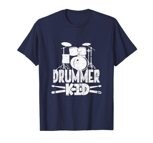 Kids Drummer Kid Funny Drum Set Drummer Boy T-Shirt