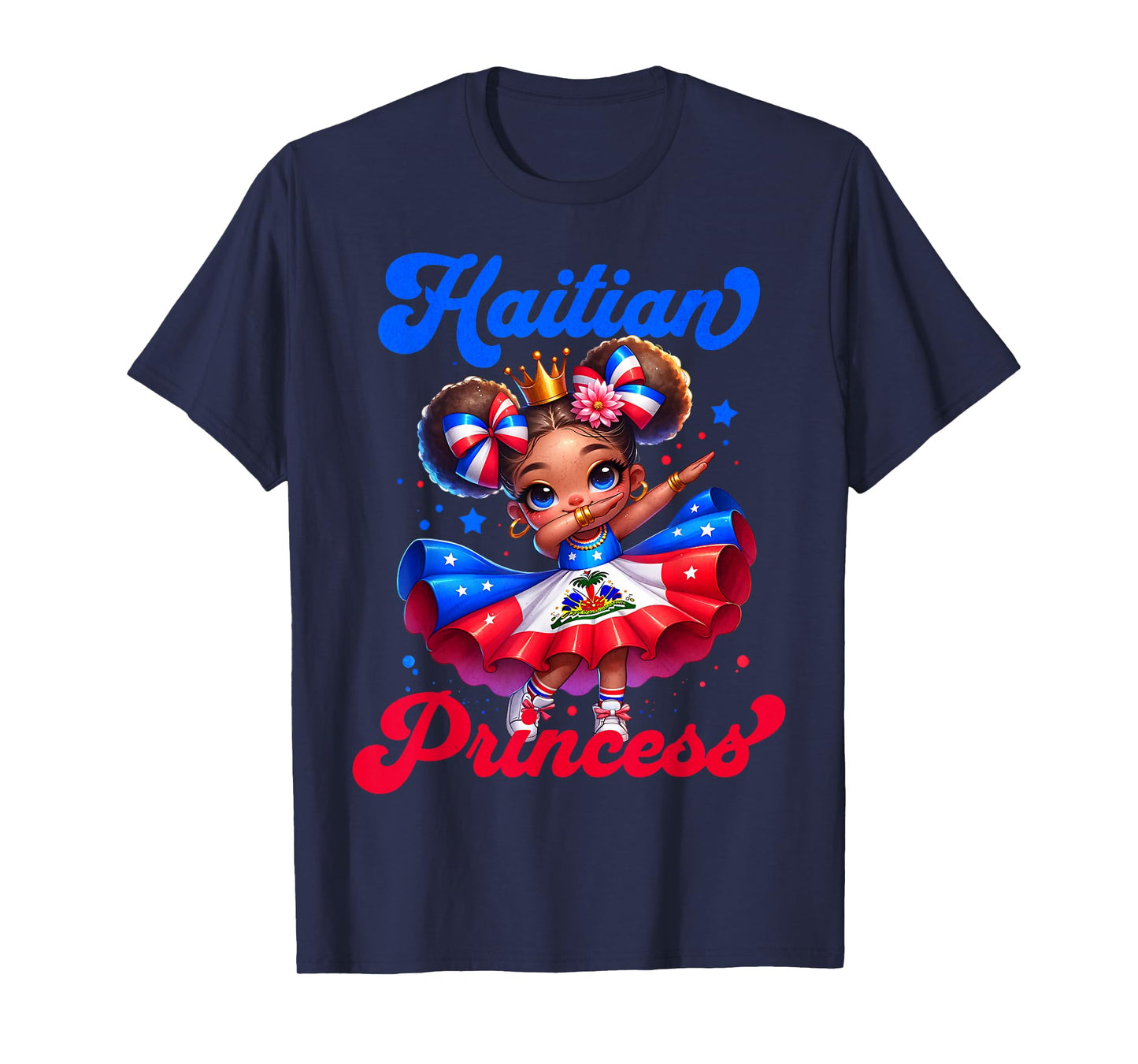 Dabbing Melanin Haitian Princess Haiti Flag Black Girls T-Shirt