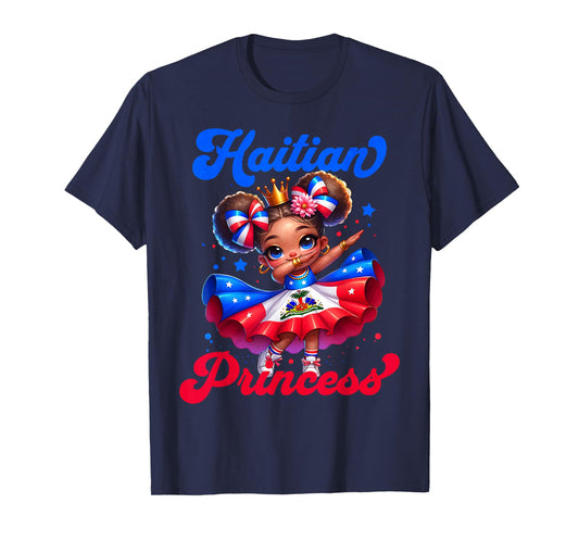 Dabbing Melanin Haitian Princess Haiti Flag Black Girls T-Shirt