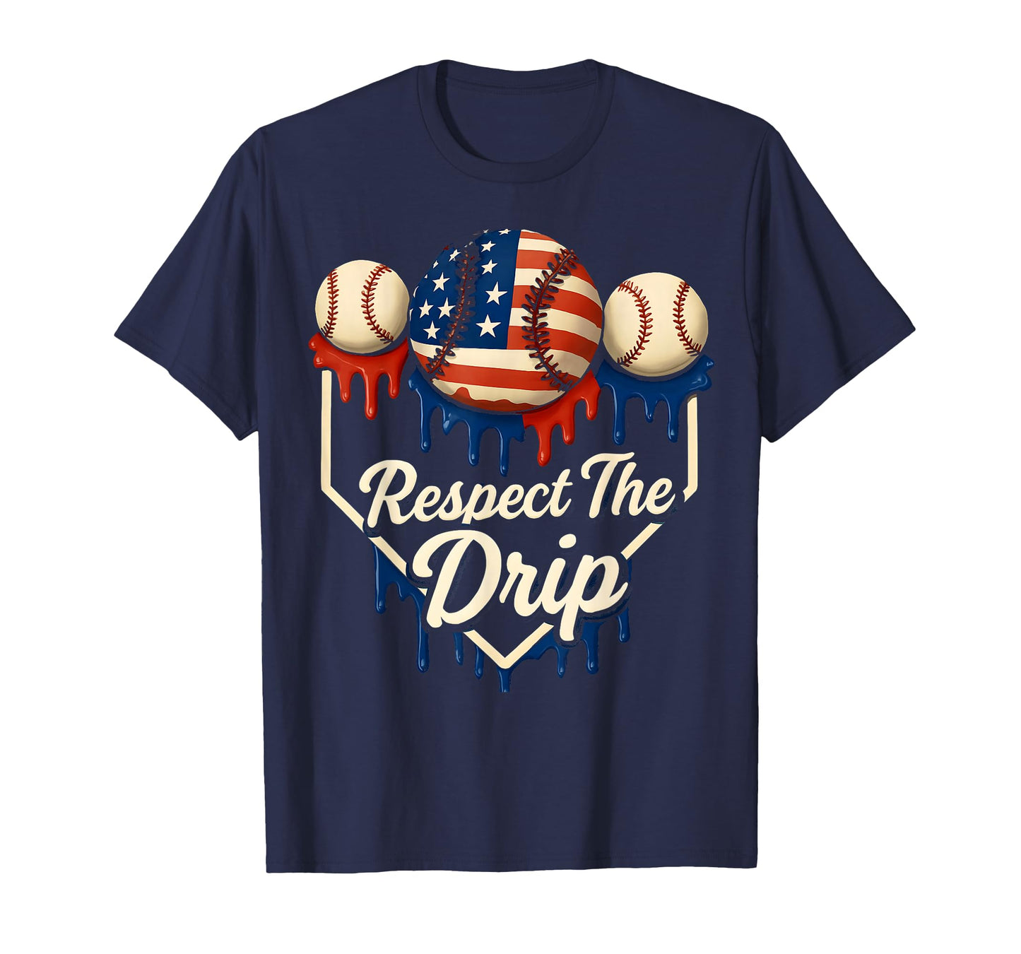 Baseball Drip American Flag 4th Of July Respect The Drip T-Shirt