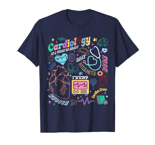 CVICU Cardiac Nurse Retro Anatomy Cardiology Human Heart RN T-Shirt