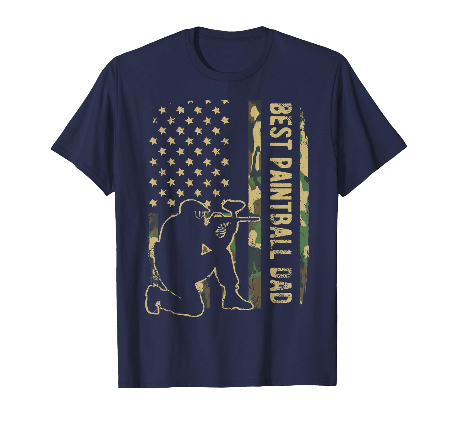 Paintball Dad Camouflage American Flag Fathers Day Gift T-Shirt for Women Men