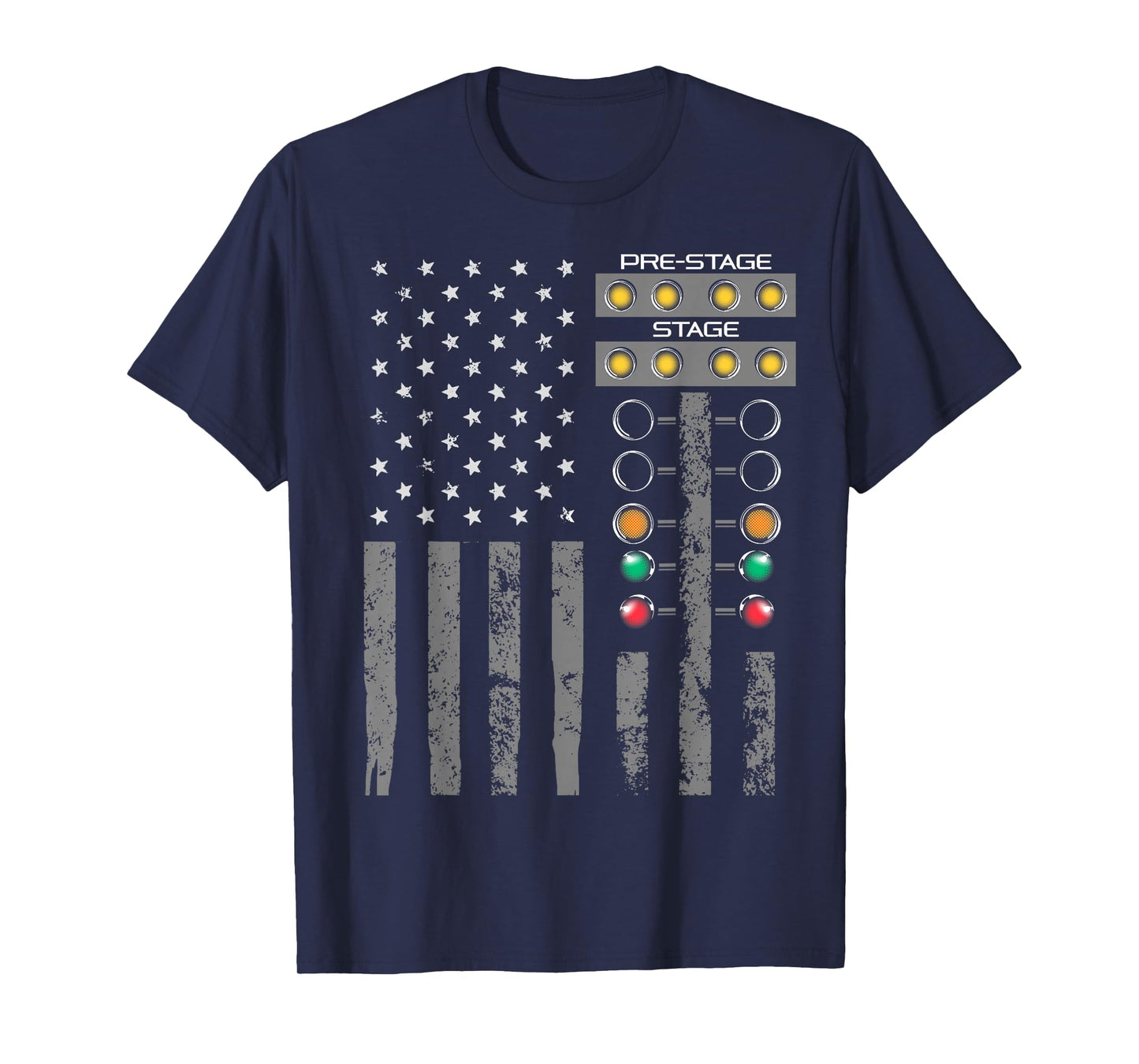 American Flag Drag Strip Auto Tree Light for Racecar Driver T-Shirt