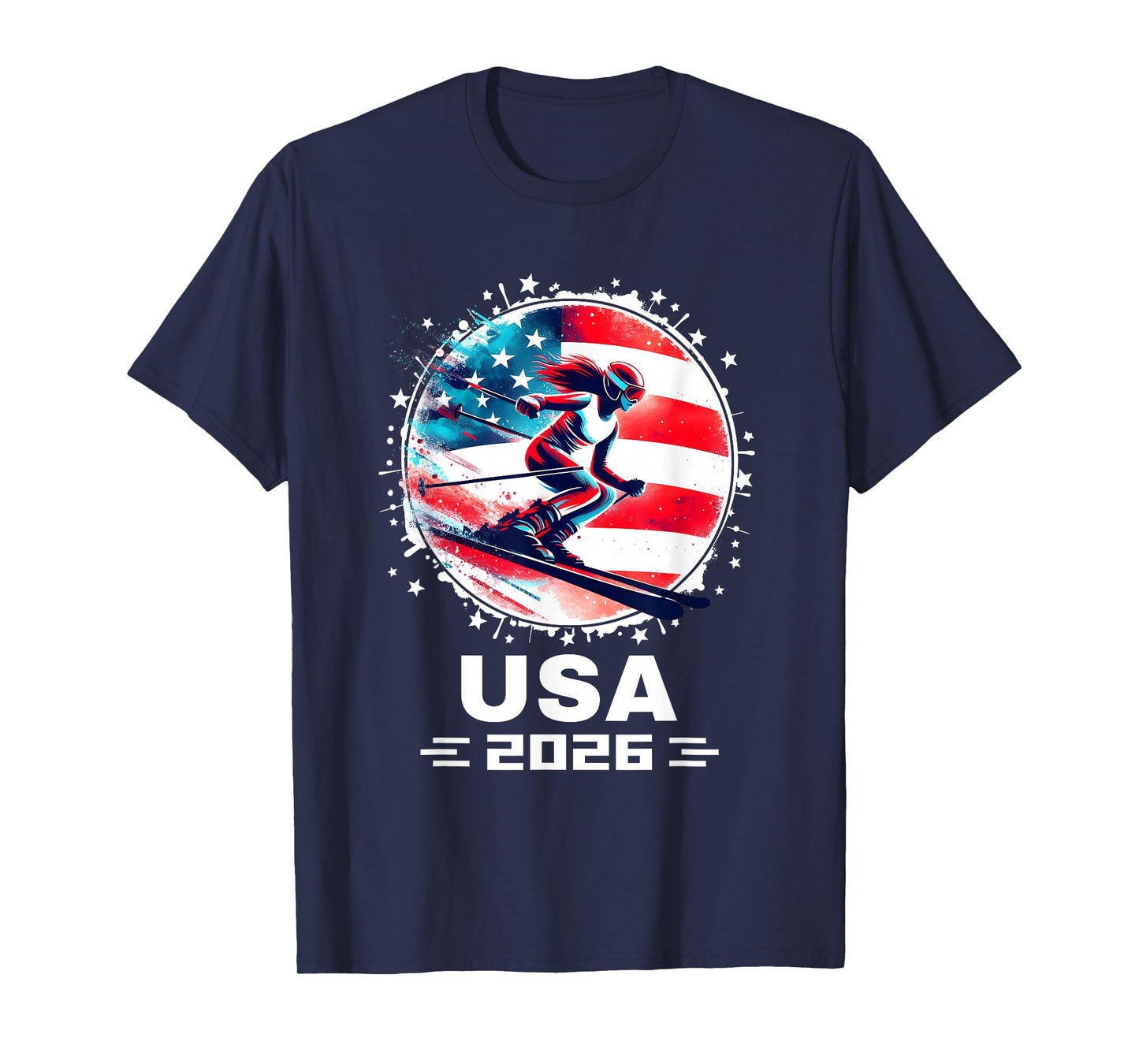 USA Women United States American Flag Ski Skiing USA Team T-Shirt