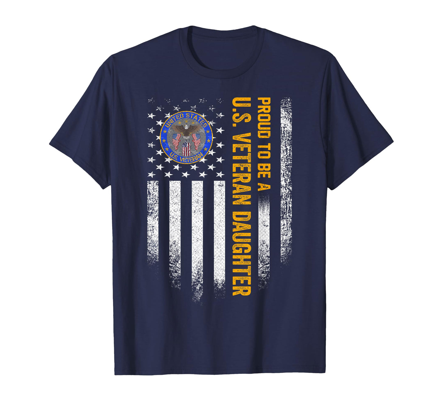 Vintage USA Flag Proud To Be A US Military Veteran Daughter T-Shirt for Women Men