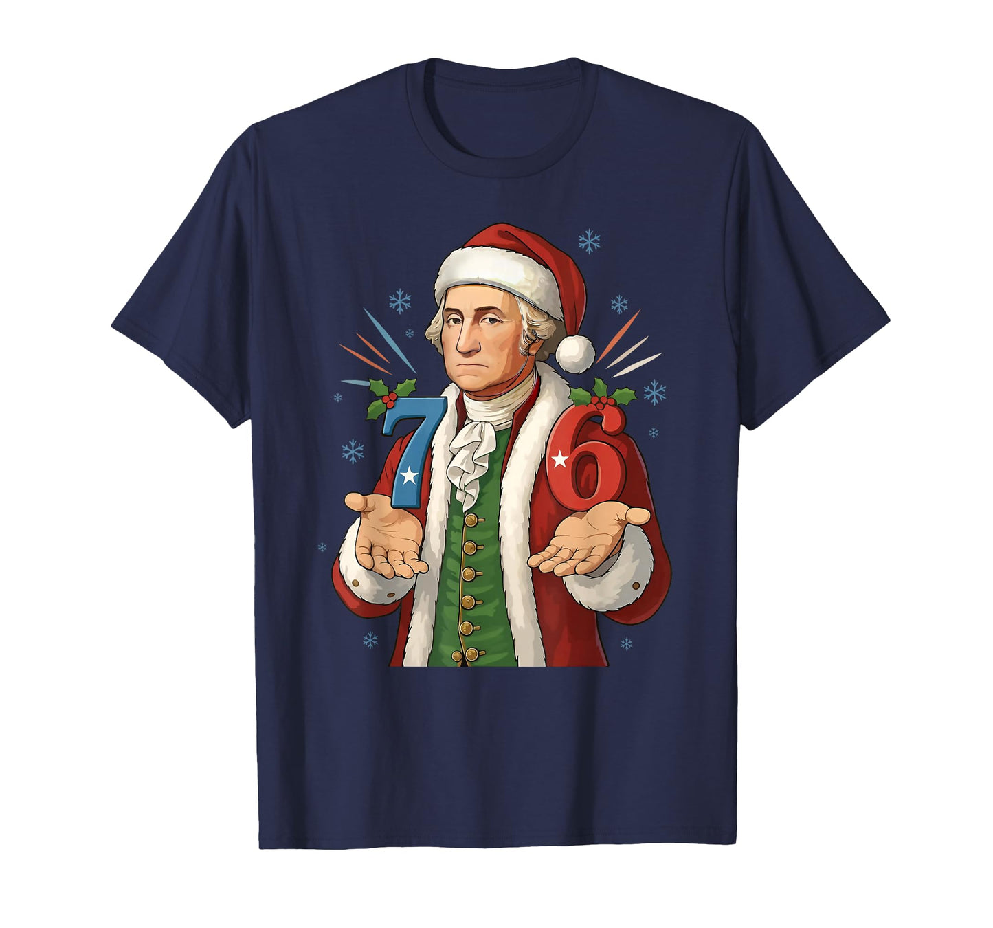 Funny 7-6 6-7 George Washington Santa 67 Meme Christmas T-Shirt