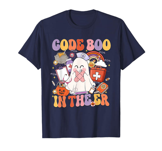 Code Boo In The ER Emergency Room Nurse Boo Halloween T-Shirt