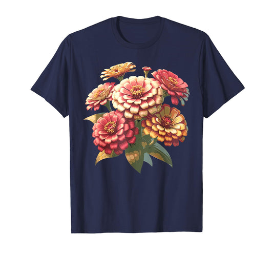 Cottagecore Zinnia Flower Botanical Floral Plant Gardening T-Shirt