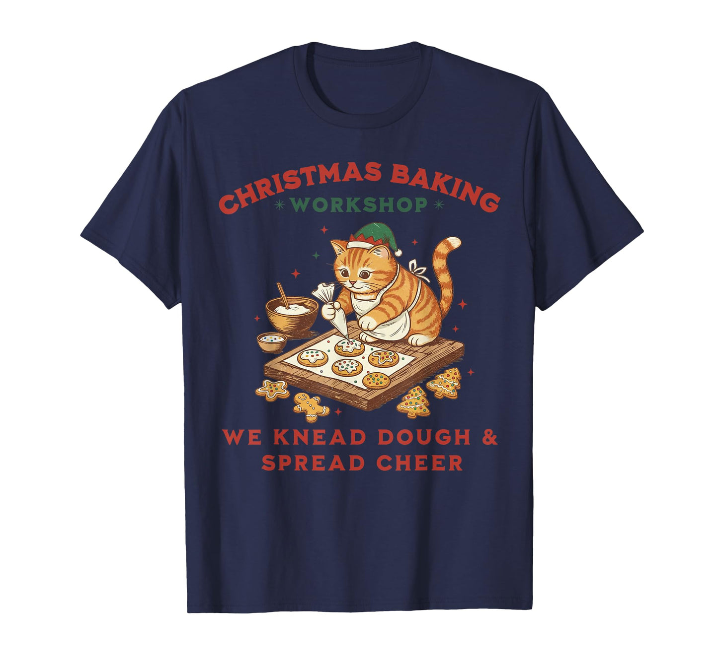 Cute Cat Christmas Baking Workshop Gifts for Men Women Kid T-Shirt