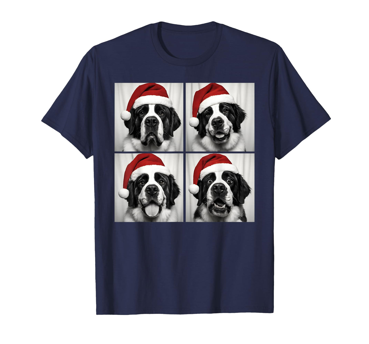 Funny Christmas Saint Bernard Santa Dog Lover Photo Booth T-Shirt