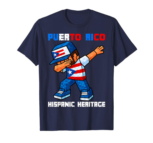 Puerto Rico Dab Boy Game Pixel Hispanic Heritage Rican Kids T-Shirt