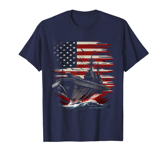 US American Flag Aircraft Carrier Gift T-Shirt