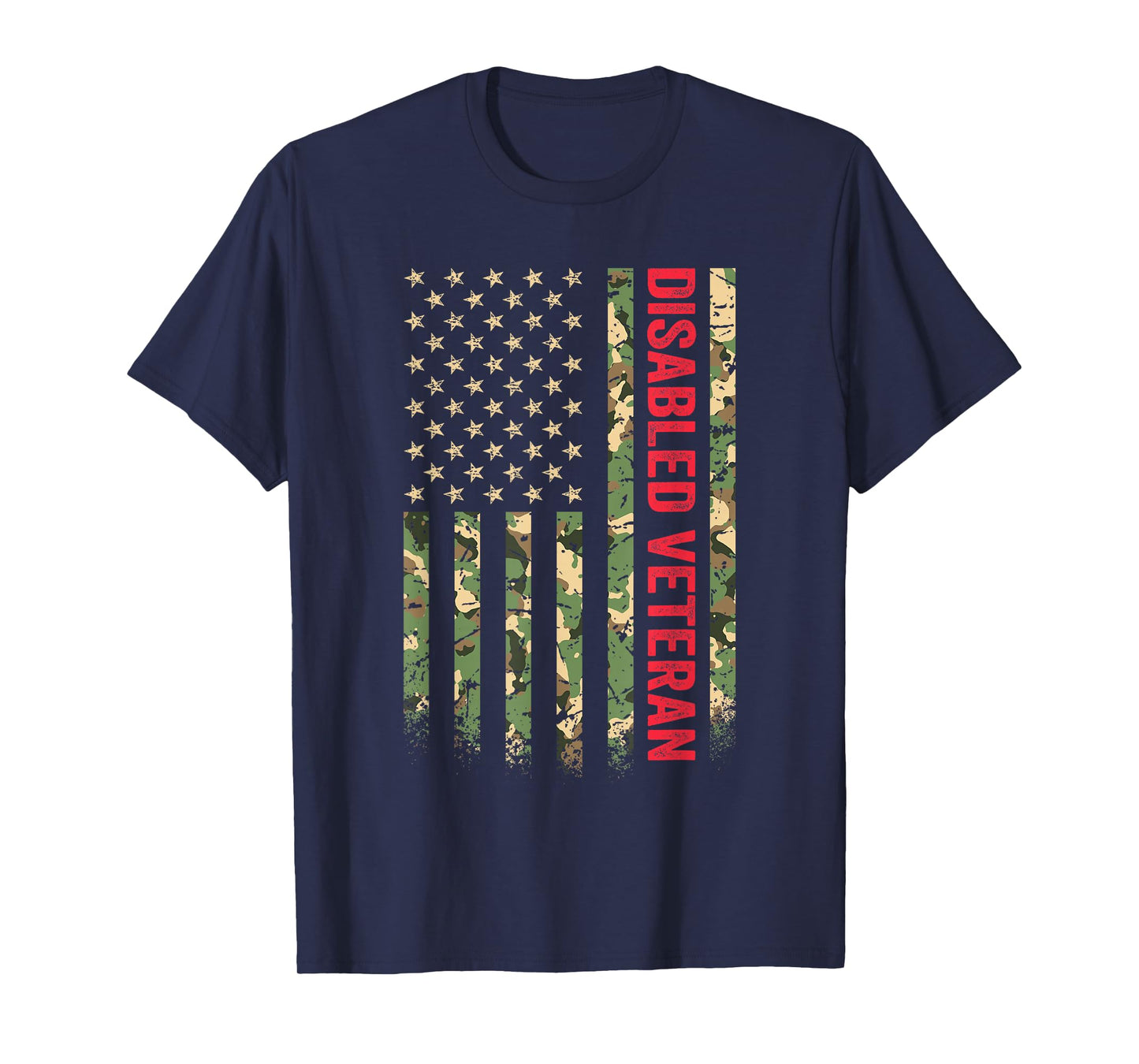 Disabled Veteran American Flag Camouflage Camo Patriotic Vet T-Shirt