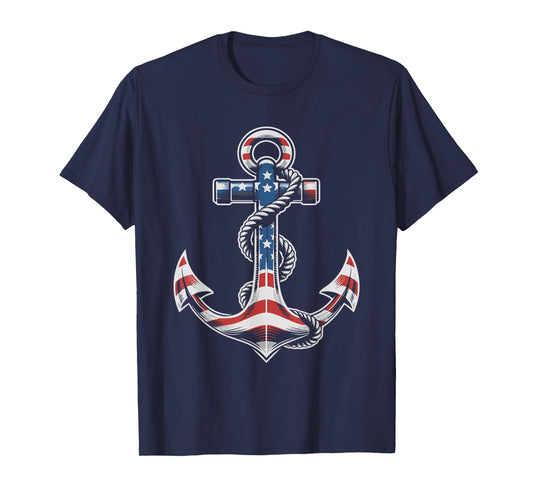 Anchor American Flag 4th of July Patriotic T-Shirt