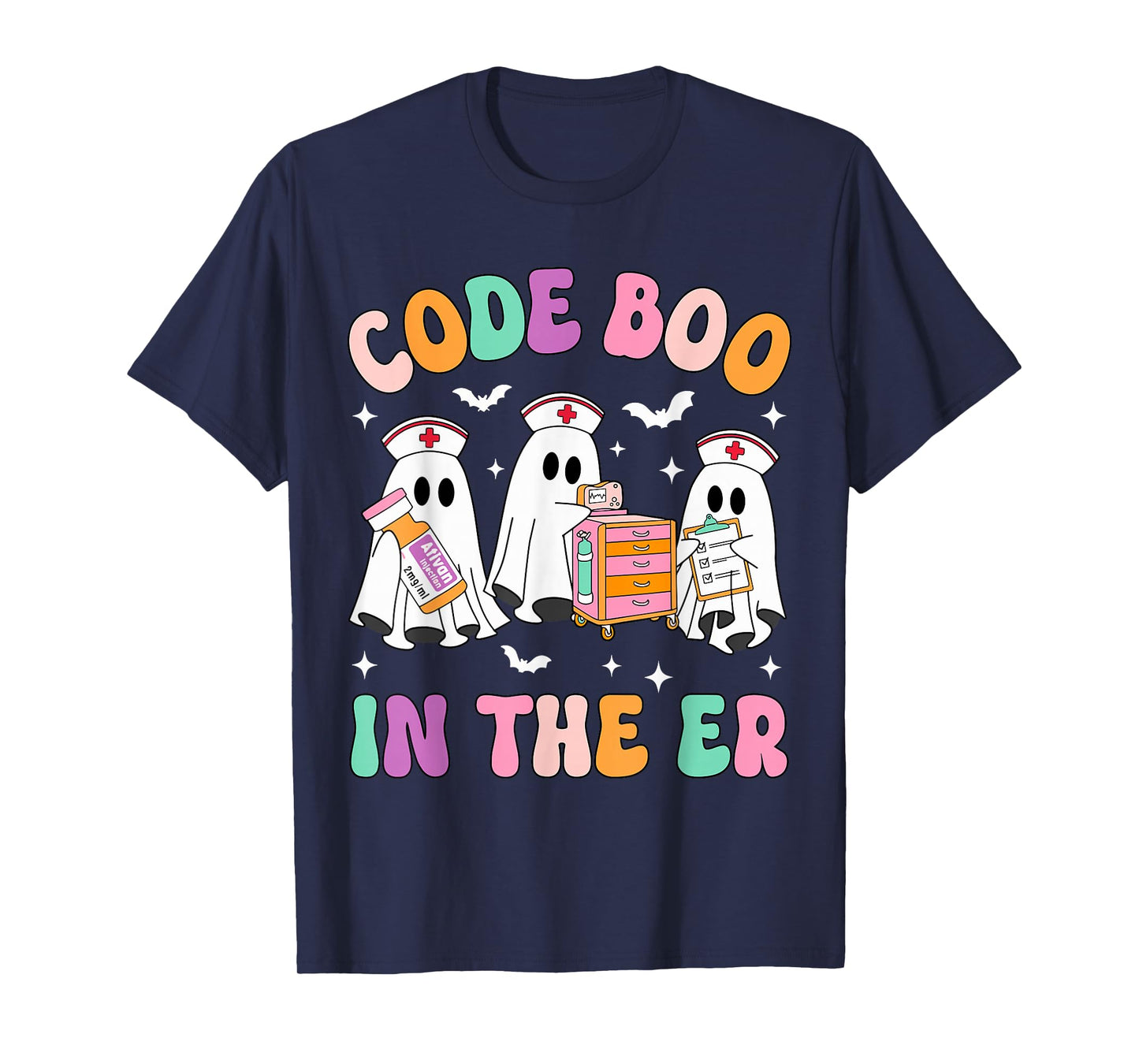 Code Boo In The ER Nurse Ghost Halloween Costume Nursing T-Shirt