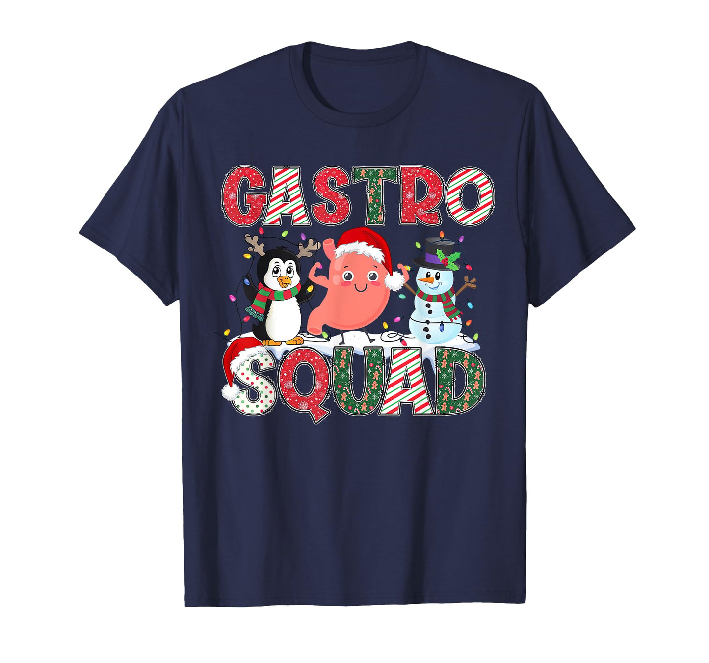 Gastro Squad GI Christmas Nurse T-Shirt - Men's Unisex Adult X-Small Black Short Sleeve Cotton Polyester Christmas Holiday T-Shirt