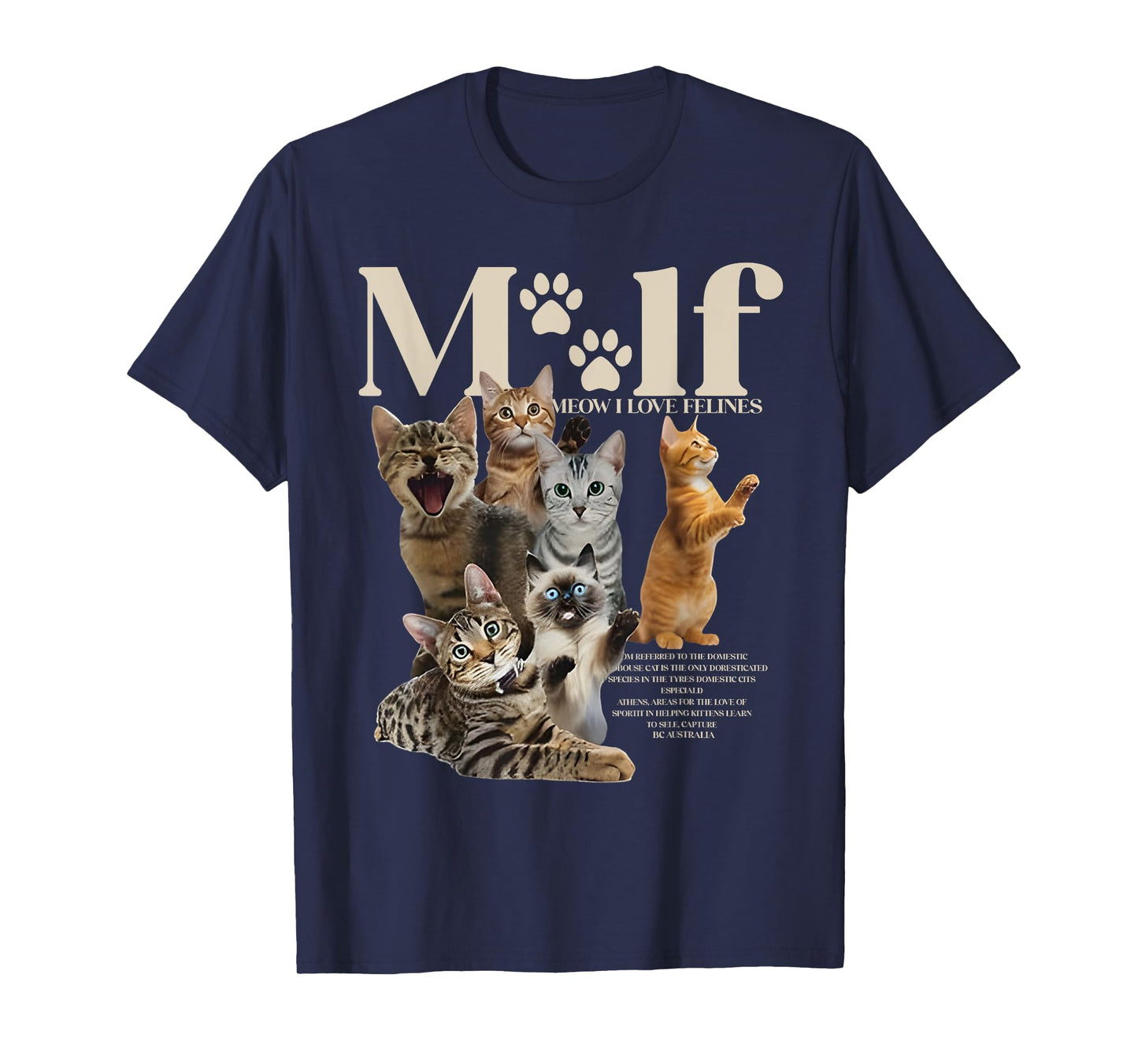 Meow I Love Felines Cats Adorable Cat Owner Cat Lovers T-Shirt