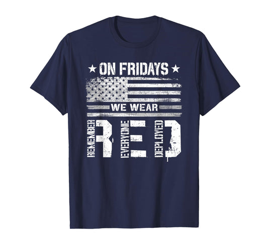 On Friday We Wear Red American Flag Military Supportive T-Shirt