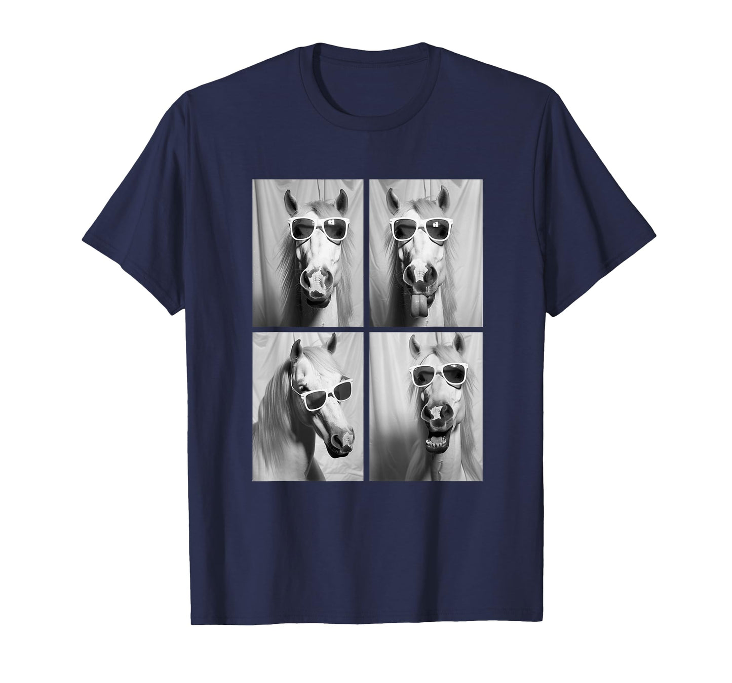 Cute Horses with Sunglasses Hipster Photo Booth Memes T-Shirt
