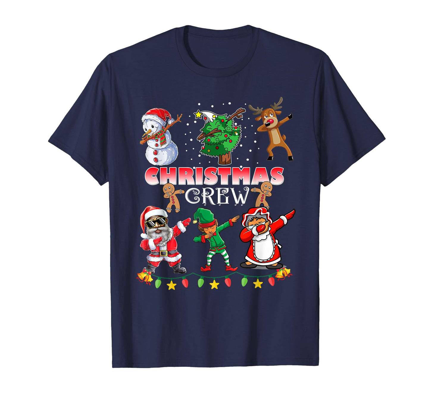 Black Cool Santa Claus African American Christmas Crew Dabs T-Shirt