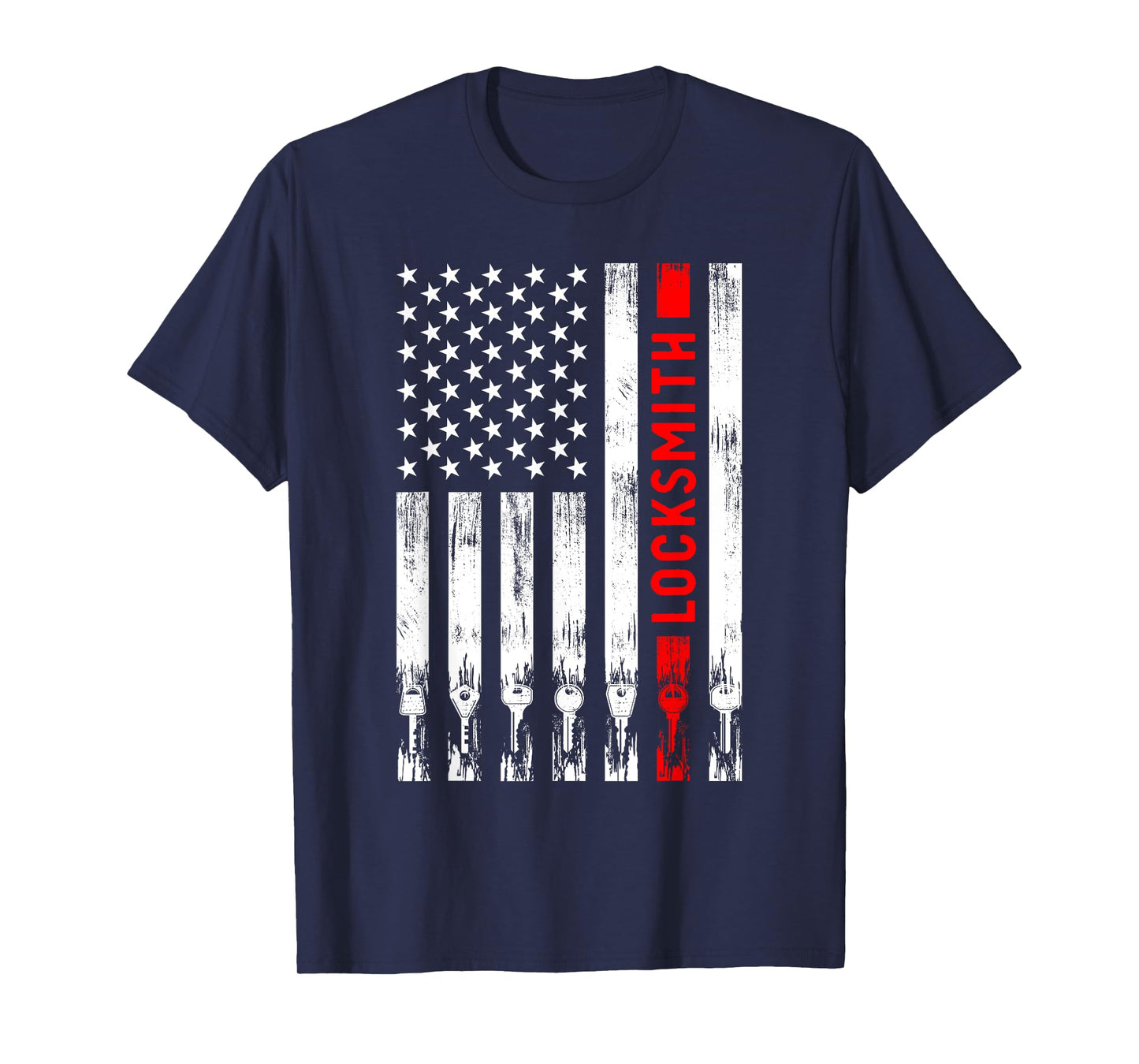 Cool Locksmith Art For Men Women American Flag Lock Picker T-Shirt