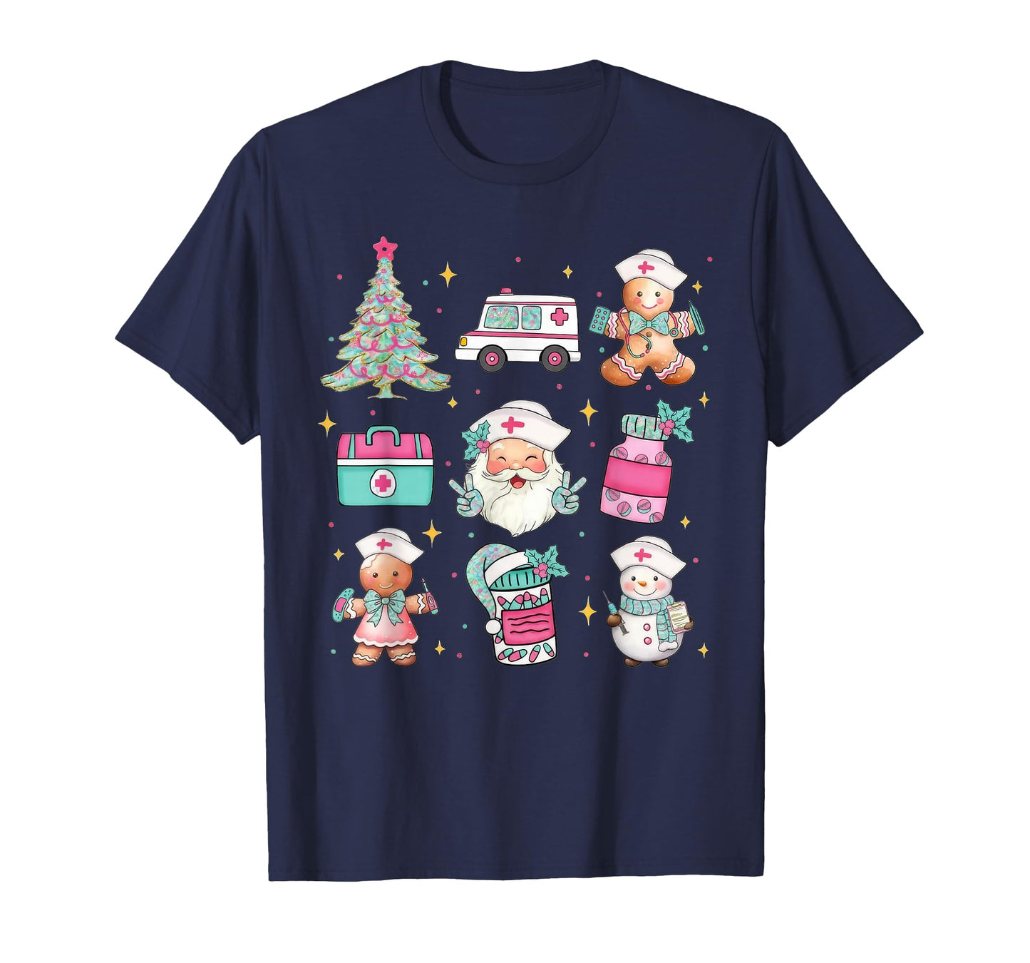 Cute Nurse Christmas Tree Santa Medical Themed T-Shirt