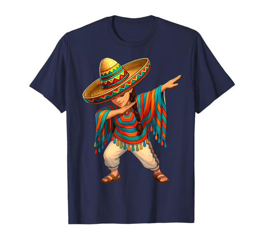 Mexican Girl Dabbing Poncho Cinco de Mayo T-Shirt