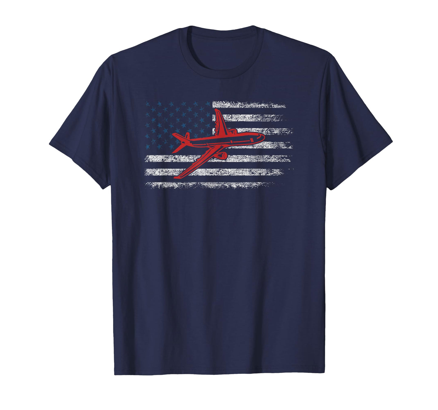 US Flag Airplane Patriotic American Pilot 4th of July T-Shirt
