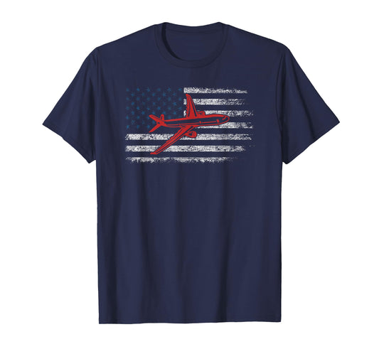 US Flag Airplane Patriotic American Pilot 4th of July T-Shirt
