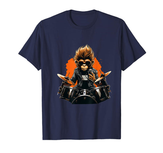 Monkey Playing Drums - Animal Monkey Lover Drum set T-Shirt