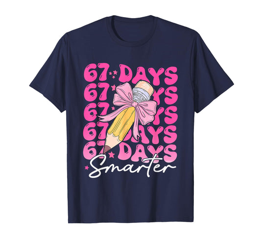 67th Day of School 67 Days Smarter Coquette Bow Six Seven T-Shirt